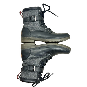 UGG Kesey waterproof black leather grey wool lined winter ankle snow boots 7.5